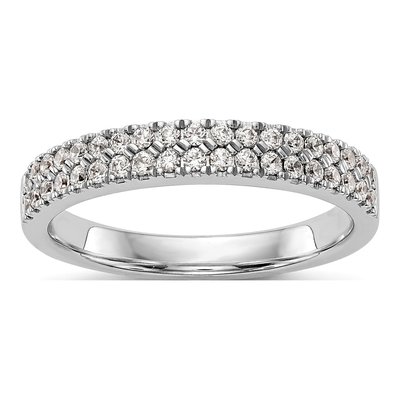 14K White Gold 3/8 ct tw Lab-Grown Diamond Double Row Wedding Band