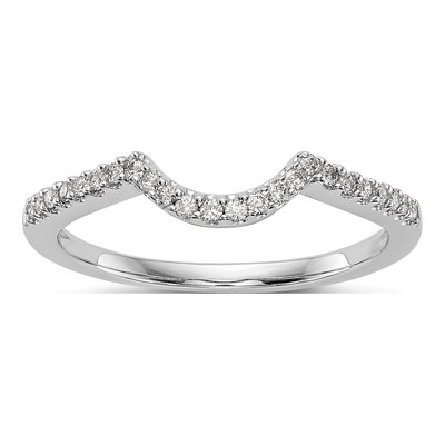14K White Gold 1/6 ct tw Lab-Grown Diamond Concave Wedding Band