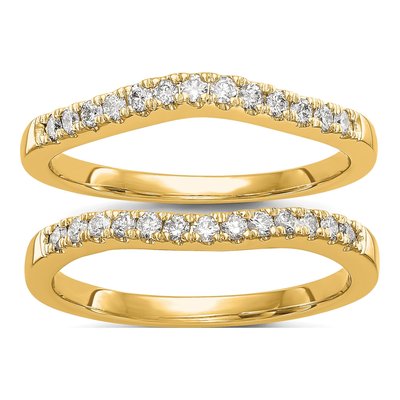 14K Yellow Gold Lab-Grown Diamond Curved Wedding Band Set