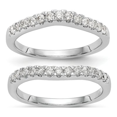 14K White Gold Lab-Grown Diamond Wedding Band Set