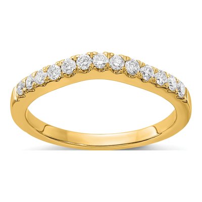 14K Yellow Gold Lab-Grown Diamond Curved Wedding Band Set – view 4