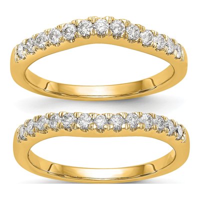 14K Yellow Gold Lab-Grown Diamond Curved Wedding Band Set