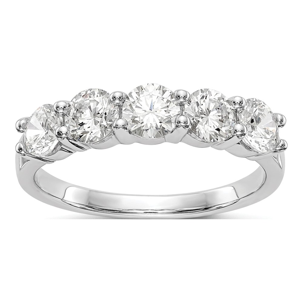 14K White Gold 1 1/3 ct tw Lab-Grown Diamond Five Fashion Wedding Band