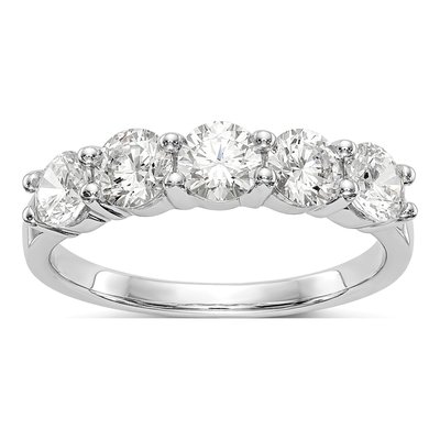 14K White Gold 1 1/3 ct tw Lab-Grown Diamond Five Fashion Wedding Band