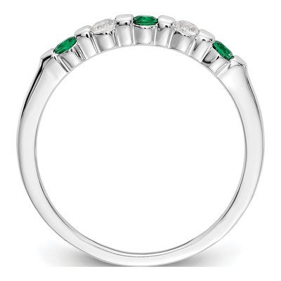 14K White Gold 1/10 ct tw Emerald & Diamond Wedding Band – view 3