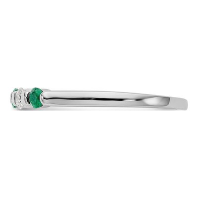 14K White Gold 1/10 ct tw Emerald & Diamond Wedding Band – view 4
