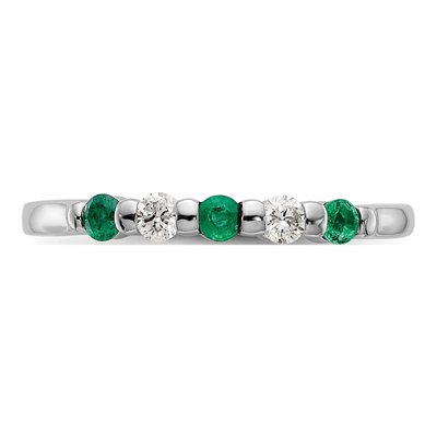 14K White Gold 1/10 ct tw Emerald & Diamond Wedding Band – view 5