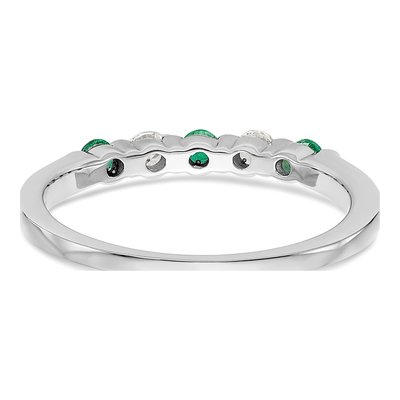 14K White Gold 1/10 ct tw Emerald & Diamond Wedding Band – view 6