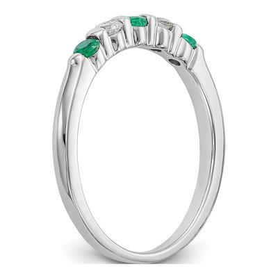 14K White Gold 1/10 ct tw Emerald & Diamond Wedding Band – view 7