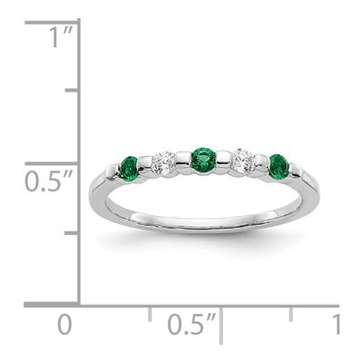 14K White Gold 1/10 ct tw Emerald & Diamond Wedding Band – view 8