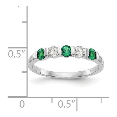 14K White Gold 1/5 ct tw Emerald & Diamond Wedding Band – view 2