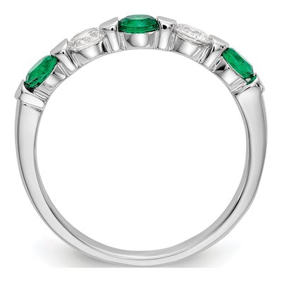 14K White Gold 1/3 ct tw Emerald & Diamond Wedding Band – view 3