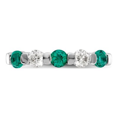 14K White Gold 1/3 ct tw Emerald & Diamond Wedding Band – view 5