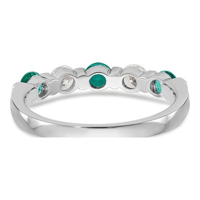 14K White Gold 1/3 ct tw Emerald & Diamond Wedding Band – view 6