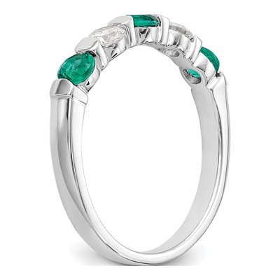 14K White Gold 1/3 ct tw Emerald & Diamond Wedding Band – view 7
