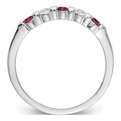14K White Gold 1/10 ct tw Ruby & Diamond Wedding Band – view 3