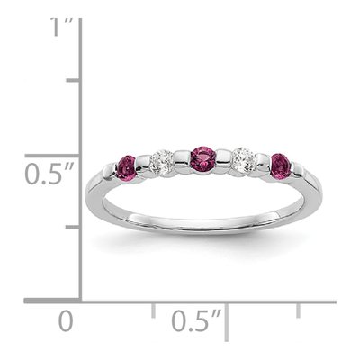 14K White Gold 1/10 ct tw Ruby & Diamond Wedding Band – view 4
