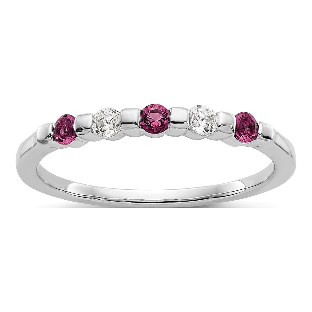 14K White Gold Diamond & Ruby Wedding Band