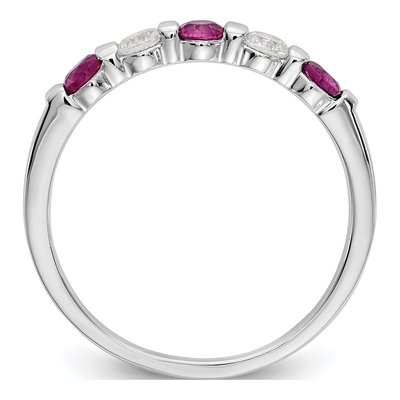 14K White Gold 1/5 ct tw Ruby & Diamond Wedding Band – view 3