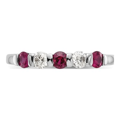14K White Gold 1/5 ct tw Ruby & Diamond Wedding Band – view 5