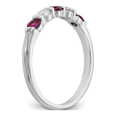 14K White Gold 1/5 ct tw Ruby & Diamond Wedding Band – view 7