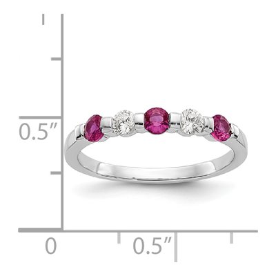 14K White Gold 1/5 ct tw Ruby & Diamond Wedding Band – view 8