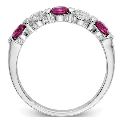14K White Gold 1/3 ct tw Ruby & Diamond Wedding Band – view 3