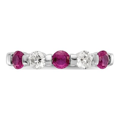 14K White Gold 1/3 ct tw Ruby & Diamond Wedding Band – view 5