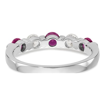 14K White Gold 1/3 ct tw Ruby & Diamond Wedding Band – view 6