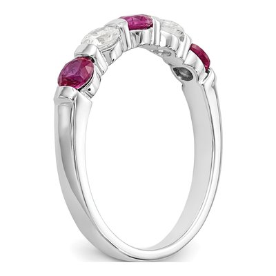 14K White Gold 1/3 ct tw Ruby & Diamond Wedding Band – view 7