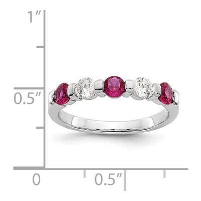 14K White Gold 1/3 ct tw Ruby & Diamond Wedding Band – view 8