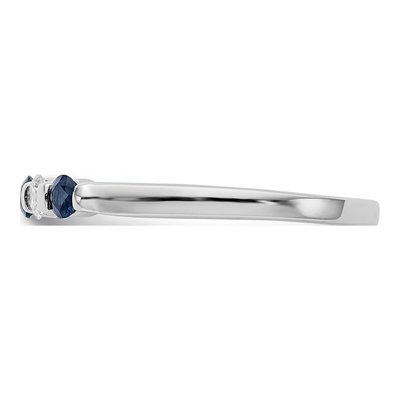 14K White Gold 1/10 ct tw Sapphire & Diamond Wedding Band – view 4