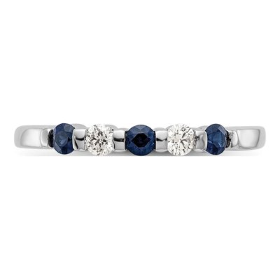 14K White Gold 1/10 ct tw Sapphire & Diamond Wedding Band – view 5