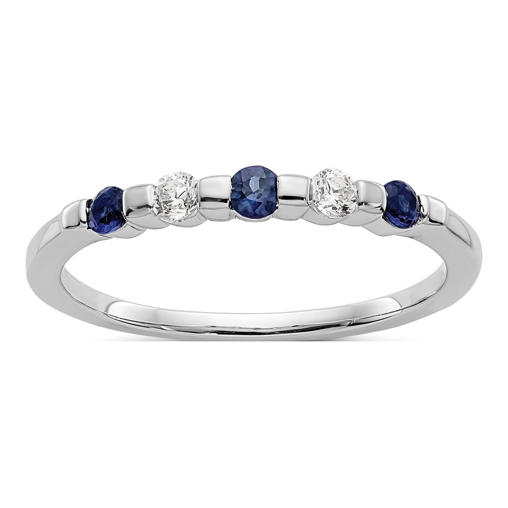 14K White Gold 1/10 ct tw Sapphire & Diamond Wedding Band