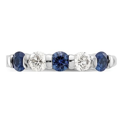 14K White Gold 1/3 ct tw Sapphire & Diamond Wedding Band – view 5