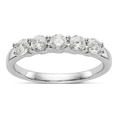 14K White Gold 5/8 ct tw Lab-Grown Diamond Five Ring