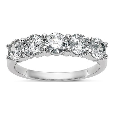14K White Gold 1 7/8 ct tw Lab-Grown Diamond 5-Stone Ring