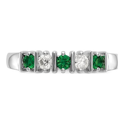14K White Gold 1/5 ct tw Emerald & Diamond Wedding Band – view 5