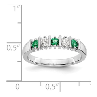14K White Gold 1/5 ct tw Emerald & Diamond Wedding Band – view 8