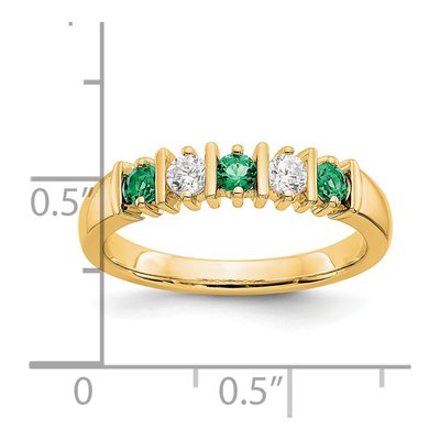 14K Yellow Gold 1/5 ct tw Emerald & Diamond Wedding Band – view 3