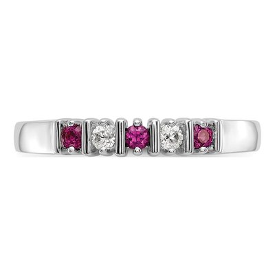 14K White Gold 1/15 ct tw Ruby & Diamond Wedding Band – view 5