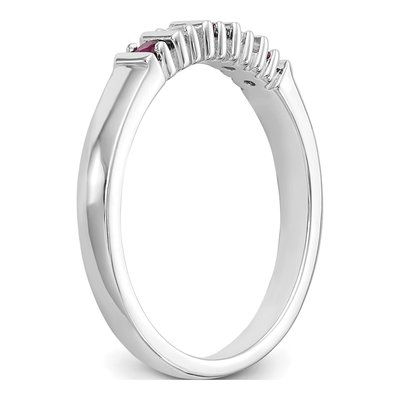 14K White Gold 1/15 ct tw Ruby & Diamond Wedding Band – view 7