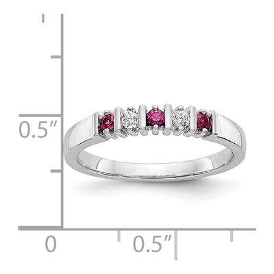 14K White Gold 1/15 ct tw Ruby & Diamond Wedding Band – view 8