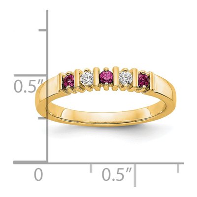 14K Yellow Gold 1/15 ct tw Ruby & Diamond Wedding Band – view 4