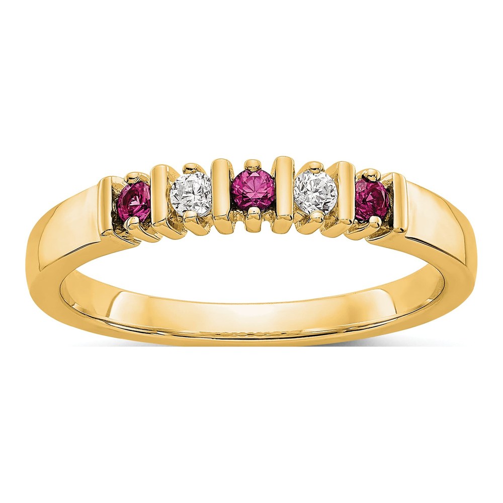 14k Yellow Gold Diamond & Ruby Wedding Band
