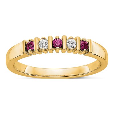 14K Yellow Gold 1/15 ct tw Ruby & Diamond Wedding Band