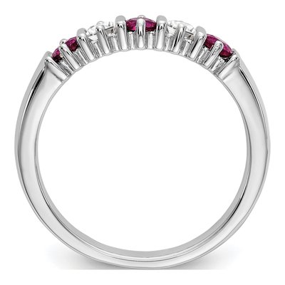 14K White Gold 1/5 ct tw Ruby & Diamond Wedding Band – view 2