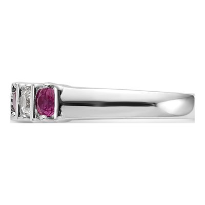 14K White Gold 1/5 ct tw Ruby & Diamond Wedding Band – view 3