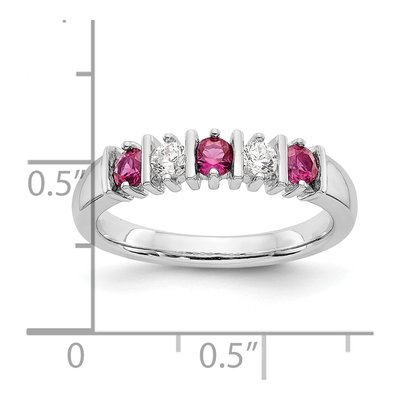 14K White Gold 1/5 ct tw Ruby & Diamond Wedding Band – view 7