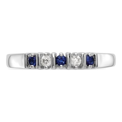 14K White Gold 1/15 ct tw Sapphire & Diamond Wedding Band – view 5